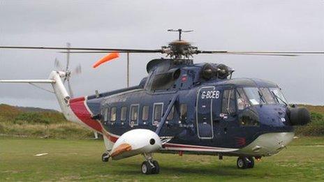 British International Helicopter on Tresco. Pic: D.Sims