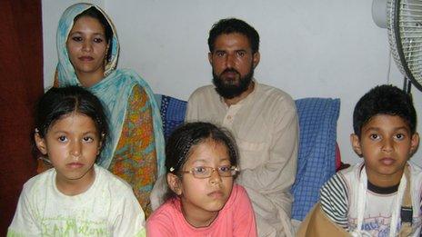 Abdul Rashid Khan with wife Zeba and their three children