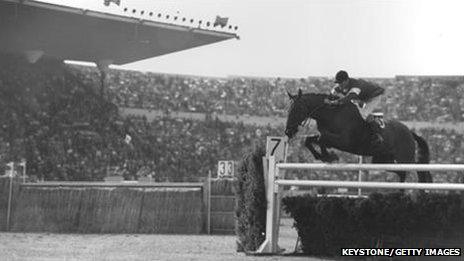 Sir Harry riding Foxhunter at the Olympics at Helsinki in 1952