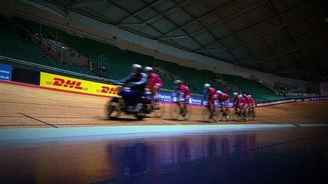 Cyclists at Manchester Velodrome