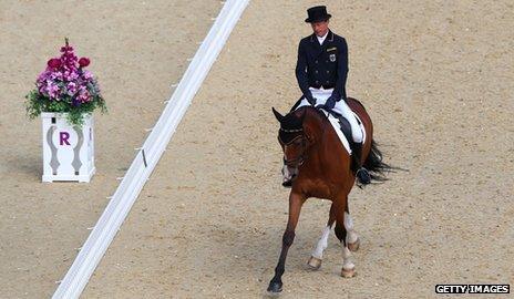 Peter Thomsen competing in Olympics dressage event