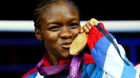 Nicola Adams with her Olympic flyweight gold medal