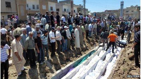 Mass burials at Houla on 26 May 2012