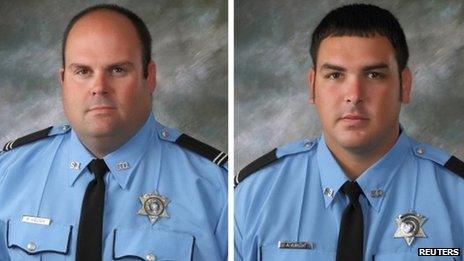 Brandon Nielsen and Jeremy Triche, police officers killed in LaPlace, Louisiana 16 August 2012
