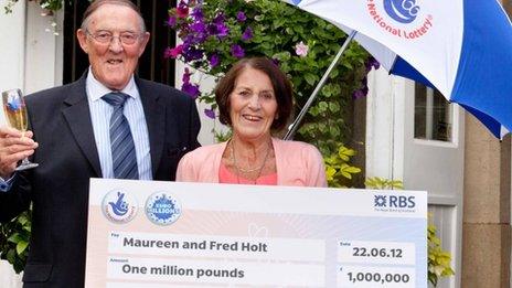 Fred and Maureen Holt celebrating their lottery win