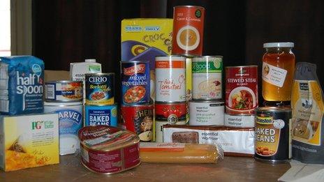 Contents of an emergency food box, which has three days' of food for a single person