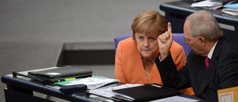 Angela Merkel and finance minister Wolfgang Schaeuble