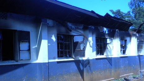 Burnt out dormitory at Asumbi Boarding Primary School, Homa Bay county, Kenya