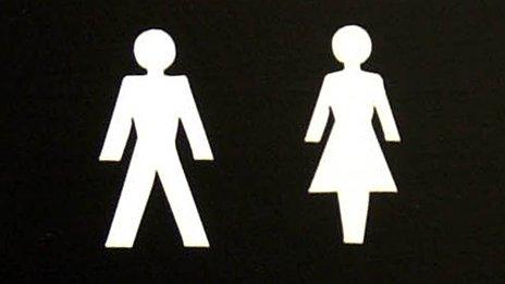 Public convenience sign depicting man and woman