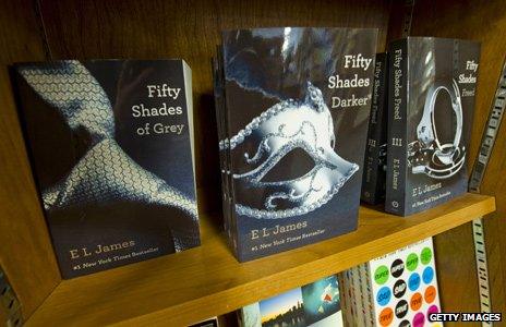 Book shelf displaying Fifty Shades of Grey