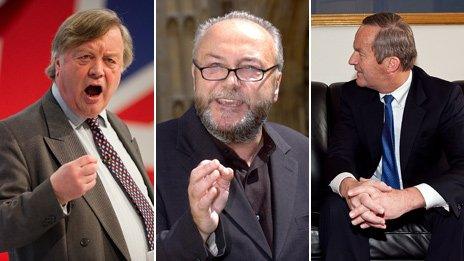 From left to right, Ken Clarke, George Galloway, Todd Akin