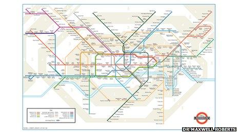 A revised tube map designed by Dr Maxwell Roberts