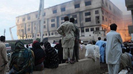 Garment factory fire in Karachi