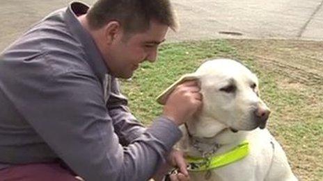 Kevin Nugent and his guide dog