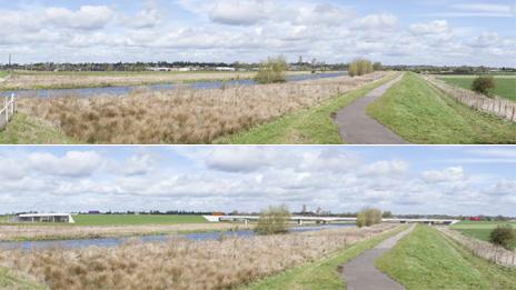 Ely by-pass before and artist's impression of after