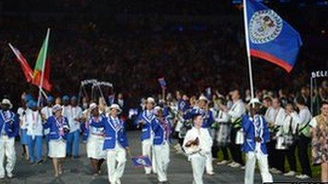 Belize Olympic Team at the opening ceremony