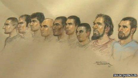Court sketch of defendants