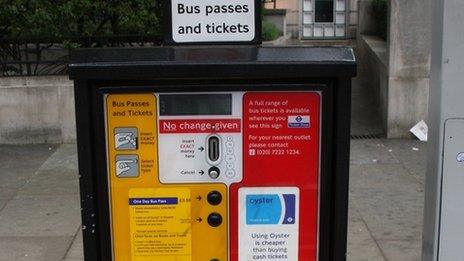 A bus ticket vending machine