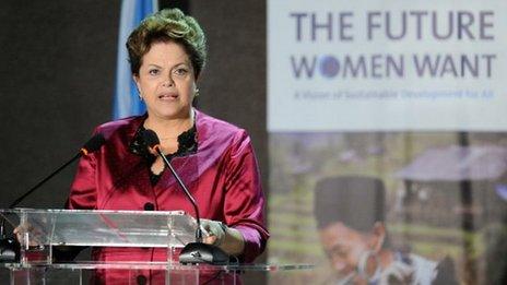 Brazilian president Dilma Rousseff, at Women's Right Conference at Rio+20
