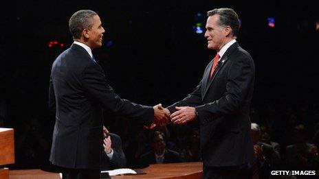 The two candidates shaking hands