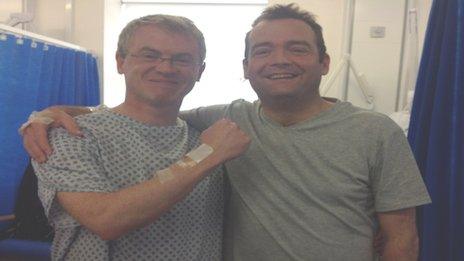 Joe Brolly and Shane Finnegan pictured at Guys Hospital in London