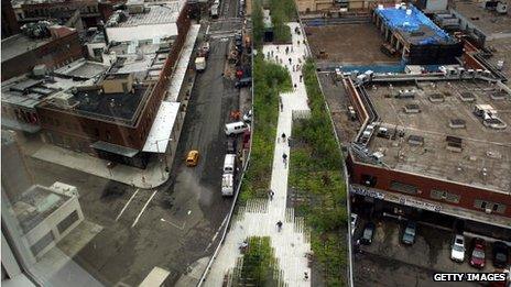 The newly opened High Line in 2009