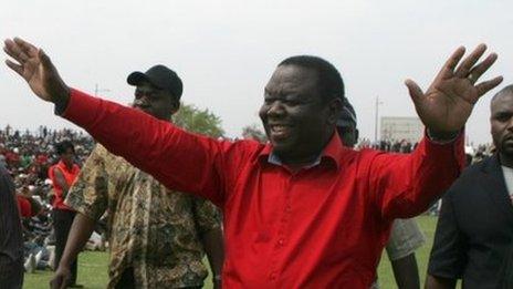 Morgan Tsvangirai at a rally in Oct 2012