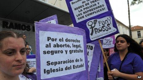 Pro-abortion campaigners in Argentina