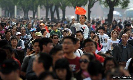 Crowd of people in China