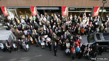 Protesters rally in Cork Street, Mayfair