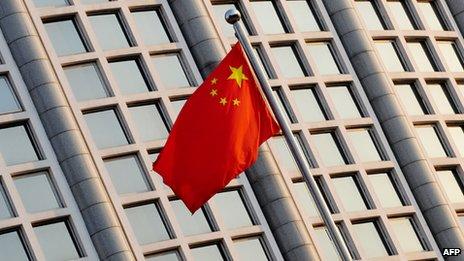 Chinese flag outside foreign ministry in Beijing