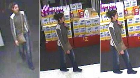 CCTV images of Catherine Gowing seen at an Asda supermarket in Queensferry