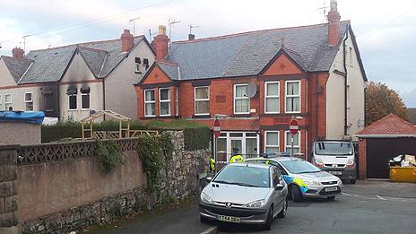 Police and fire service near the scene of the fire