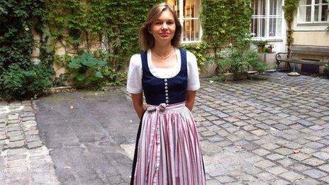 Bethany Bell wearing a dirndl
