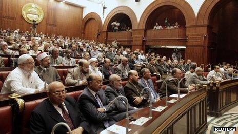 Members of the constituent assembly meet in the Shura Council chamber (September 2012)