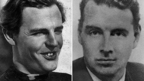 Cambridge Spies Donald Maclean, left, and Guy Burgess, right