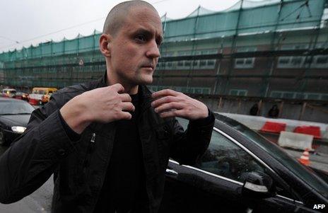 Sergei Udaltsov arrives at the Investigative Committee in Moscow to face charges, 26 October