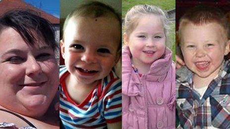 Lee-Anna Shiers, 20, her son Charlie Timbrell, niece Skye, two and nephew Bailey Allen, four