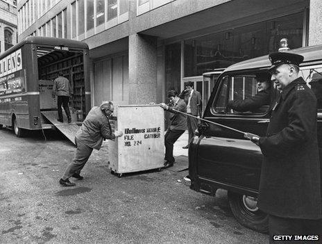 Moving crates of criminal records into New (New) Scotland Yard in 1967