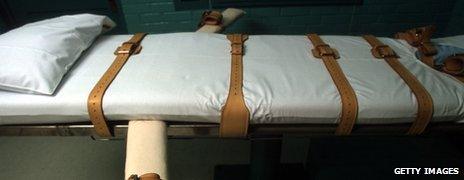 A bed with straps used in executions