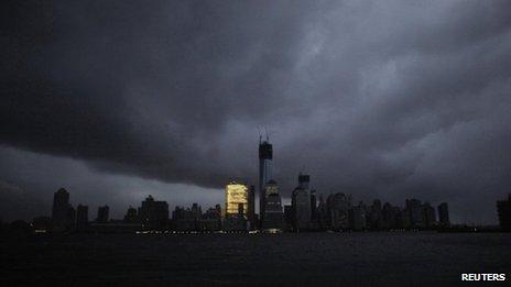 New York during the blackout from storm Sandy 30 October 2012