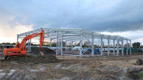 Building work on the Jet Age Museum at Gloucestershire Airport
