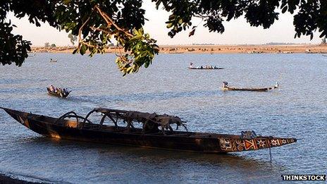 Boat on the river Niger at Mopti