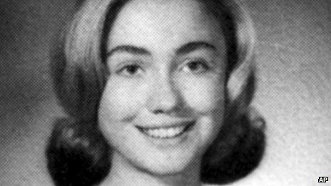 Hillary Clinton poses for her photograph at Park Ridge, Illinois, East High School, in 1965