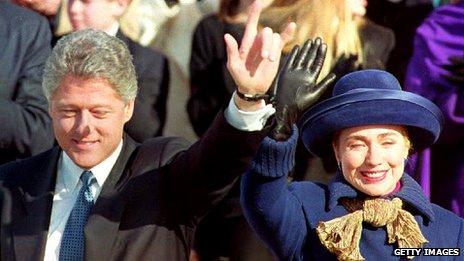 Hillary celebrates husband Bill's inauguration as president in 1993
