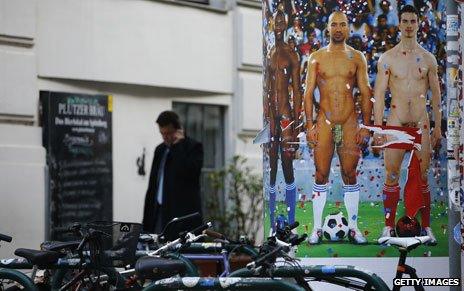 Pierre et Gilles's footballers with obscured penises