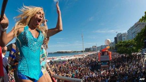 Transvestite at Rio's gay pride parade