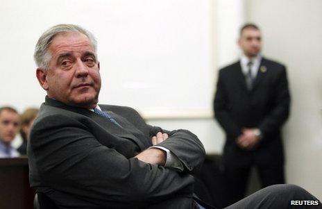 Former Croatian Prime Minister Ivo Sanader in court in Zagreb, 20 November