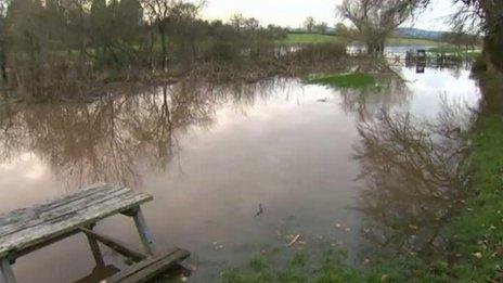 Flooded field at Holt, Wrexham