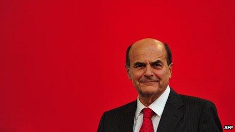 Pierluigi Bersani addresses supporters, file pic from 5 November 2012
